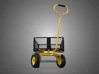 HEAVY DUTY UTILITY MANUAL HAND PULL WAGON GARDEN CART TROLLEY 4W 3D model