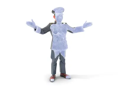 Animated Rigged Military Officer Character Model with Mustache Low-poly 3D model