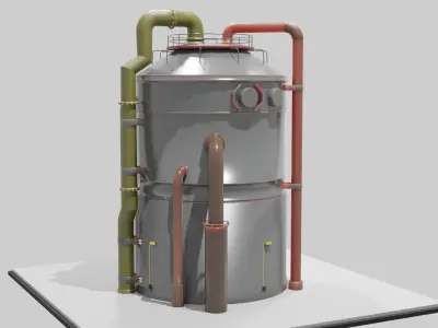 Low-Poly Industrial Storage Tank model Free low-poly 3D model