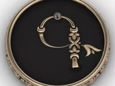 Brooche with armenian letter G 3D print model