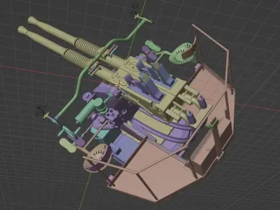 Twin 40 mm Bofors guns 3D model