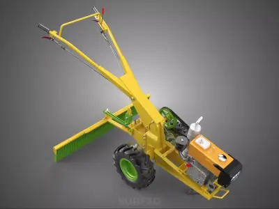 HAND TRACTOR LANDSCAPE RAKE RAKING RAKER HARROW SPIKE IMPLEMENT 3D model