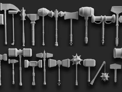 50 Hammer Pack stl fbx obj Low-poly 3D model