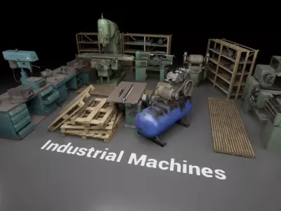 Post Soviet Industrial Machines  - UE5 Low-poly 3D model