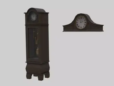 Vintage Clocks Pack With PBR Materials Low-poly 3D model
