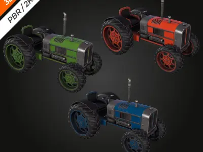Tractor  Low-poly 3D model purchase