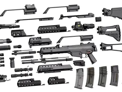 HK G36 WEAPON MEGA PACK Low-poly 3D model