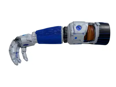 Cybernetic Arm with Chrome Wires 3D model