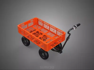 MOTORIZED TRAY CRATE BIN CART TROLLEY HAND PLATFORM TRUCK PALLET 3D model