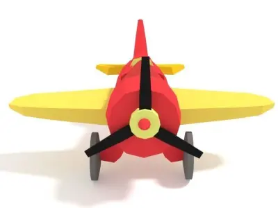 Low Poly Cartoon Airplane Toy Low-poly 3D model