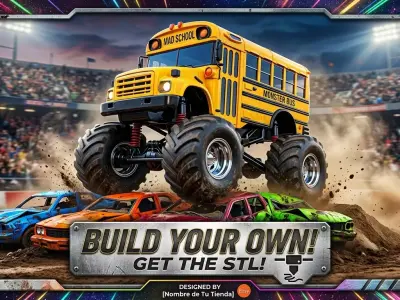 High Detail Off-Road 3D Model Monster Truck Bus STL File 3D print model