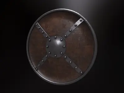 Wooden Medieval Shield Low-poly 3D model purchase