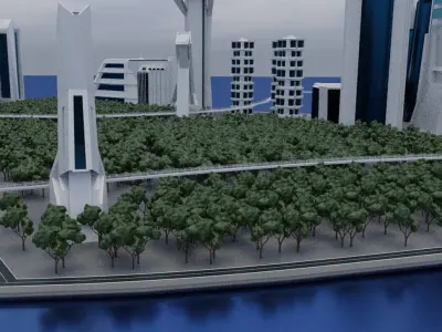 Sci Fi City Free low-poly 3D model