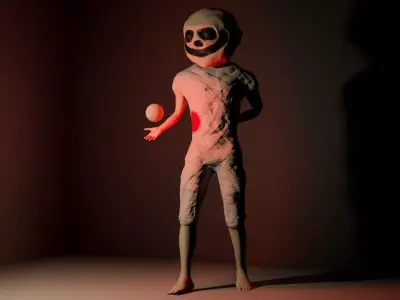 Maniak man holding ball Low-poly 3D model