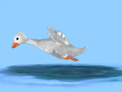 Swan Watercolor Rigged 3D model