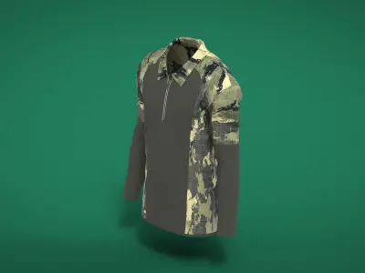 Military Outfit - T-shirt Low-poly 3D model 47