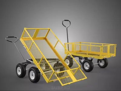 PLATFORM TRUCK METAL GRID FOLDING UTILITY WAGON REMOVABLE SIDES 3D model