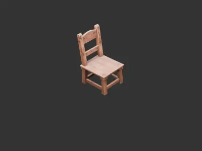 Old Wooden Tavern Chair Low-poly 3D model