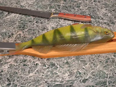  Fish Scaling Board with Yellow Perch 