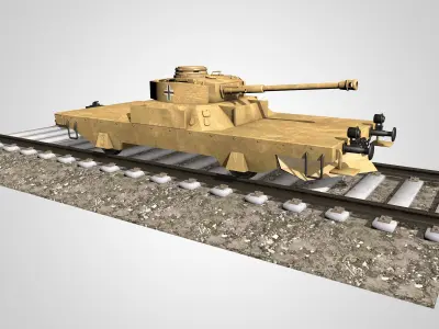 German Panzerjaegerwagen on Rails 3D model