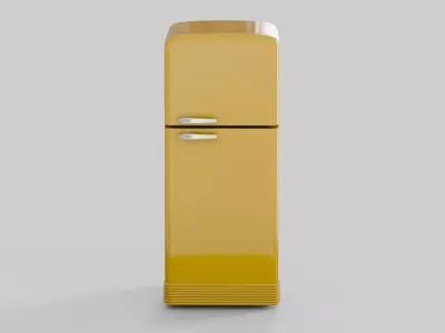 Retro fridge yellow Low-poly 3D model
