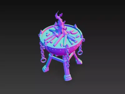 Medieval Brazier Fire Bowl - PBR Low Poly Game Ready Low-poly 3D model
