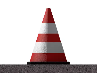Traffic Cone 50 cm Double Stripe Road Safety Construction Cone 3D model