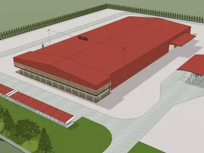 Warehouse with wide span 3D model