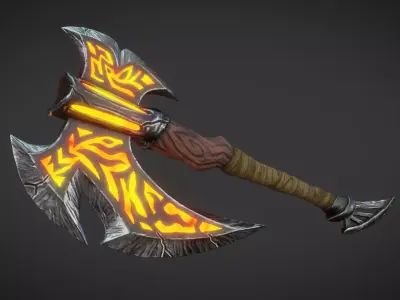 Fantasy Axe Low-poly 3D model 3