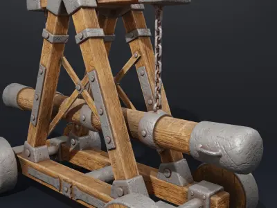 Medieval Baterry Ram Free low-poly 3D model