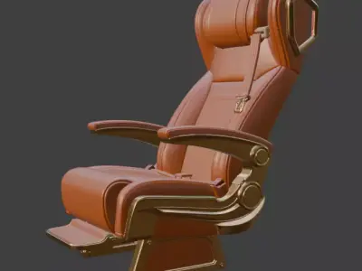 Luxury VIP Aircraft Seat Orange Leather Gold 3D Model 3D model