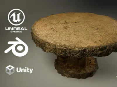 Realistic Wooden Table Low-poly 3D model