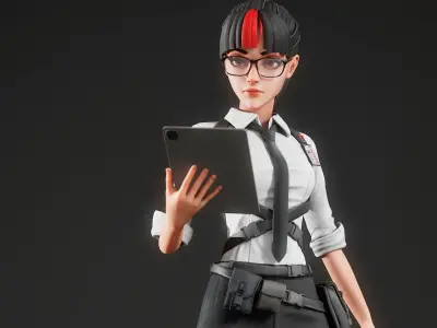 Stylized Strictly Dressed Girl  Character  Low-poly 3D model