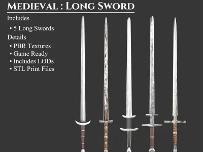Medieval Collection Weapons Long Swords 3D Model Pack