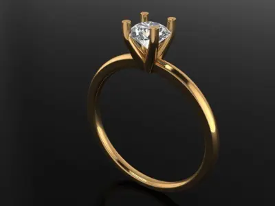Dainty Solitaire 4 Prong Engagement Ring 5MM 3D print model