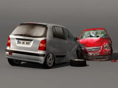 Scrap Car 01 Low-poly 3D model