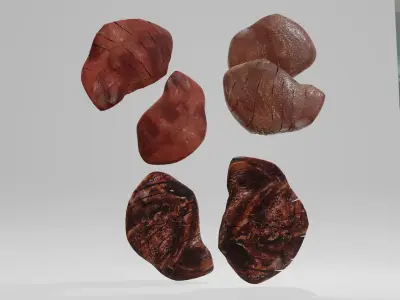 Cooked Frozen And Raw fish 3D model