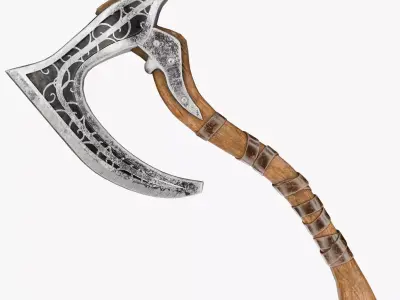  Viking Bearded Axe Game Ready Asset Low-poly 3D model