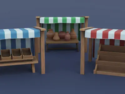Stylized Medieval Village Accessories 3D model