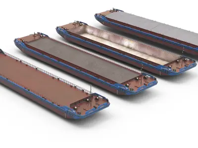 Barges  collection 02 Low-poly 3D model