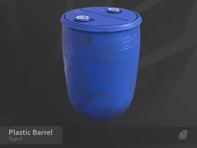 Plastic Barrel - Type C Low-poly 3D model