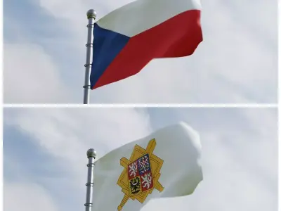 Animated Czech Republic Flags 3D model