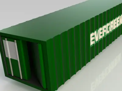 40 ft EVERGREEN Shipping Container Enclosure wo Refrigerant Free 3D model