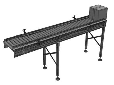 Conveyor 3D model belt with boxes 3D model