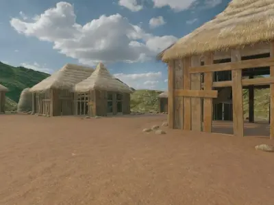 Ancient Village In Hills 3D model