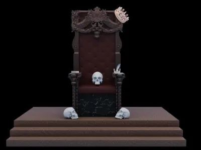 chair throne with skulls 3D model