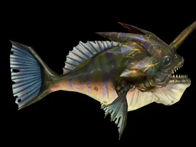 monster piranha fish creature Low-poly 3D model