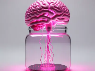 Neon Brain in a Jar 3D model