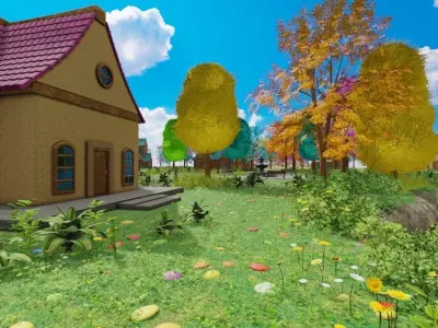 Whimsical Village Landscape 3D model