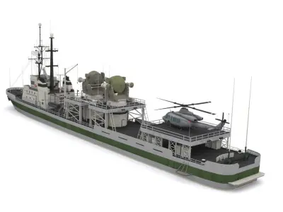 research vessel Low-poly 3D model
